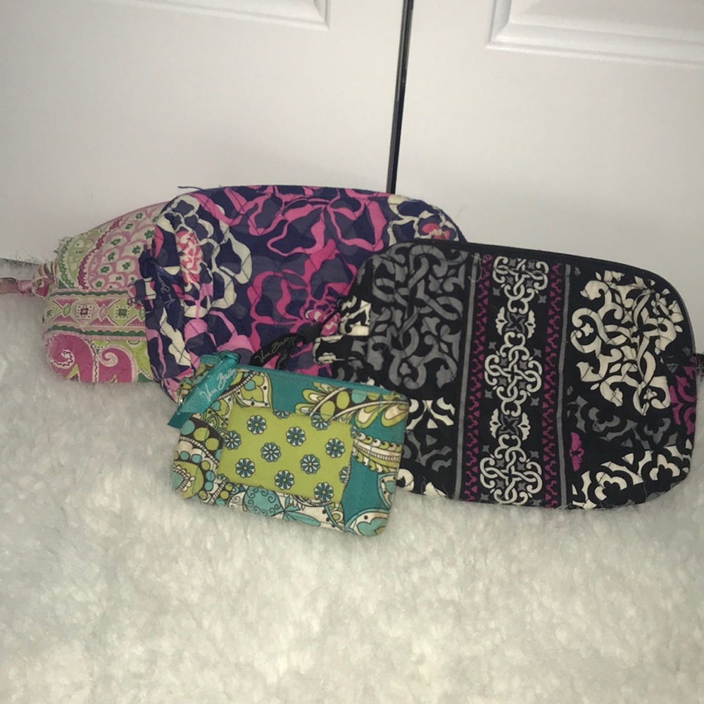 Set of 4 Vera Bradley cosmetic bags with a wallet